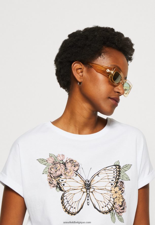 femmes t-shirt imprimé blanc Anna FieldNHH26B333
