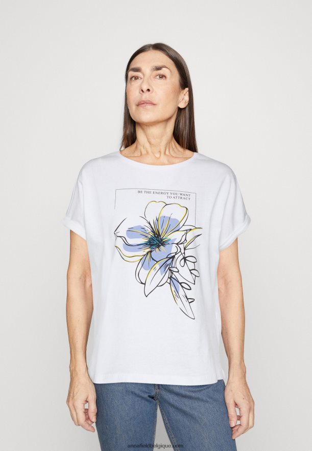 femmes t-shirt imprimé blanc Anna FieldNHH26B367