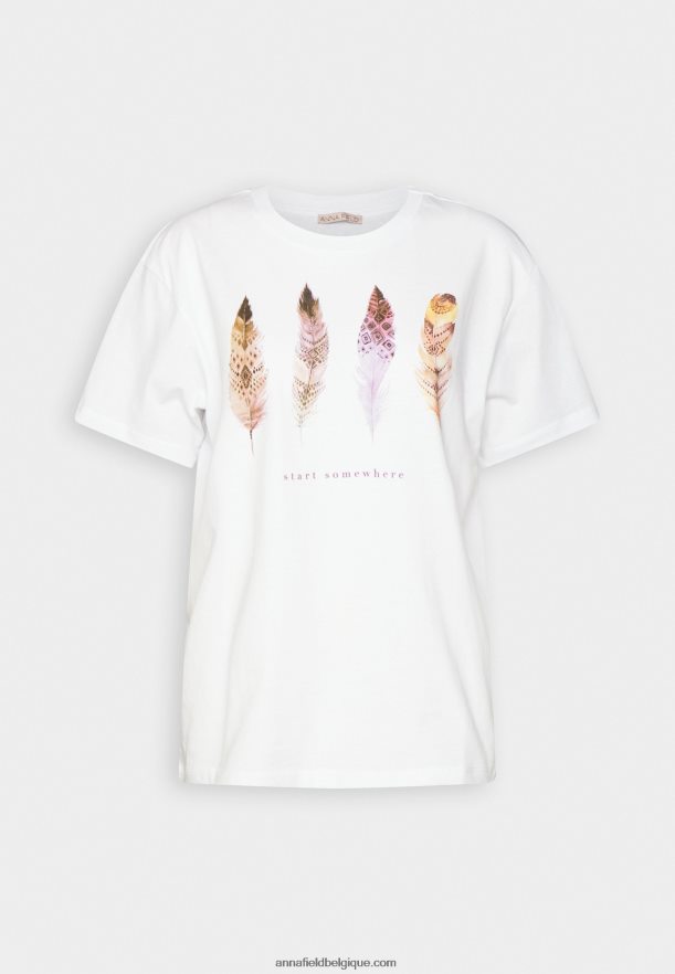 femmes t-shirt imprimé blanc Anna FieldNHH26B372