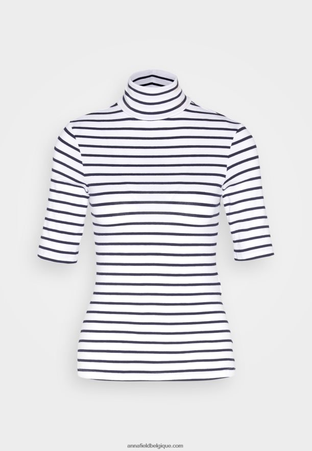 femmes t-shirt imprimé blanc/bleu foncé Anna FieldNHH26B305