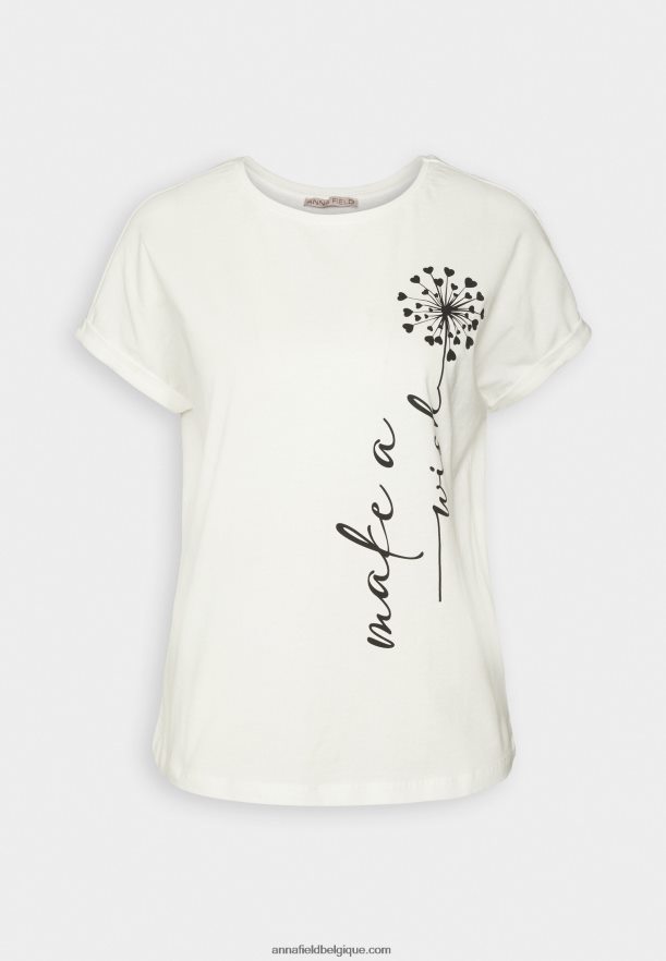 femmes t-shirt imprimé blanc cassé Anna FieldNHH26B370