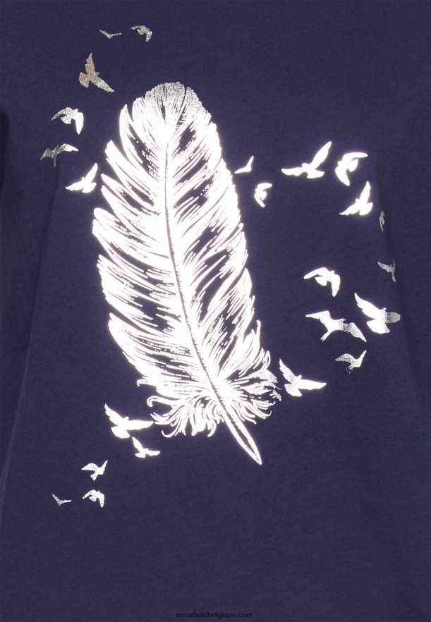 femmes t-shirt imprimé bleu Anna FieldNHH26B319