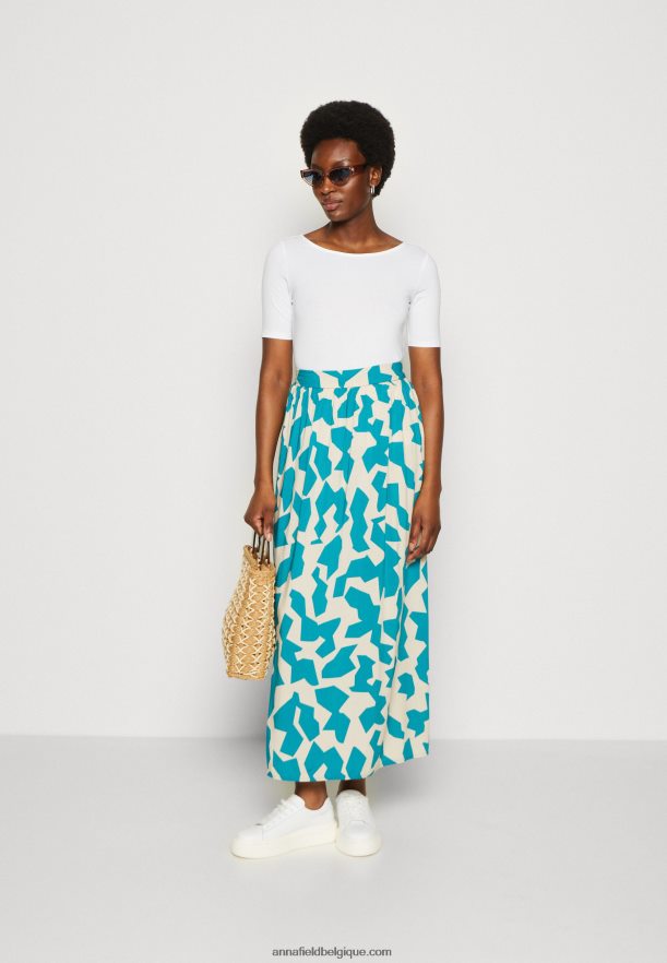 femmes t-shirt imprimé bleu clair/blanc Anna FieldNHH26B292