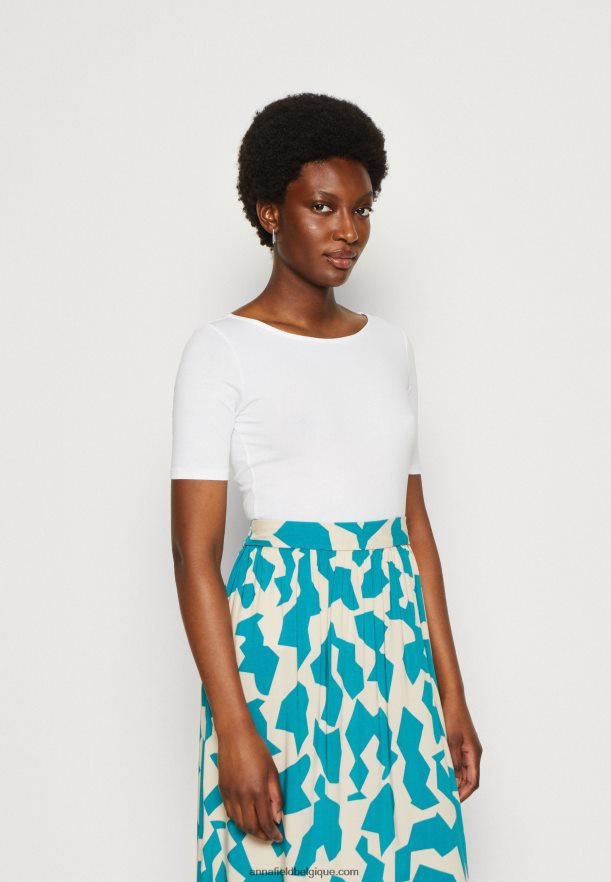 femmes t-shirt imprimé bleu clair/blanc Anna FieldNHH26B292