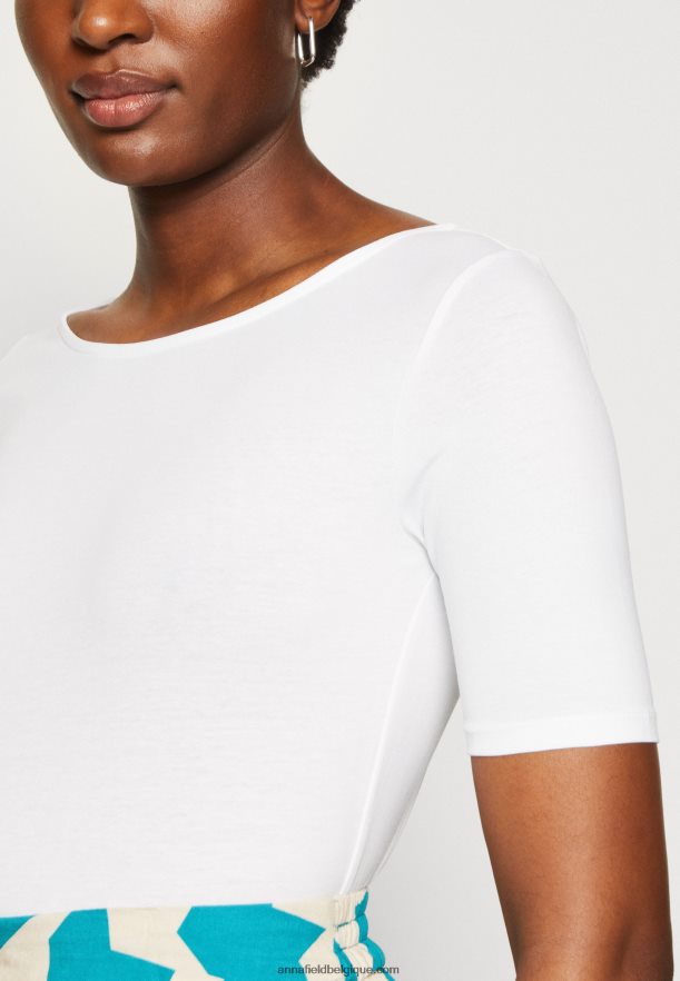 femmes t-shirt imprimé bleu clair/blanc Anna FieldNHH26B292