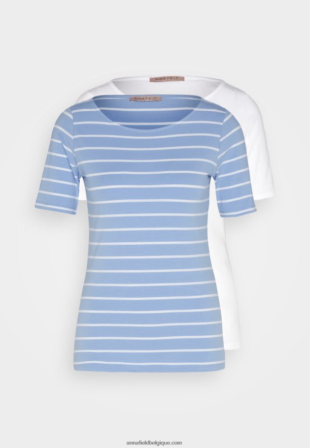 femmes t-shirt imprimé bleu clair/blanc Anna FieldNHH26B292