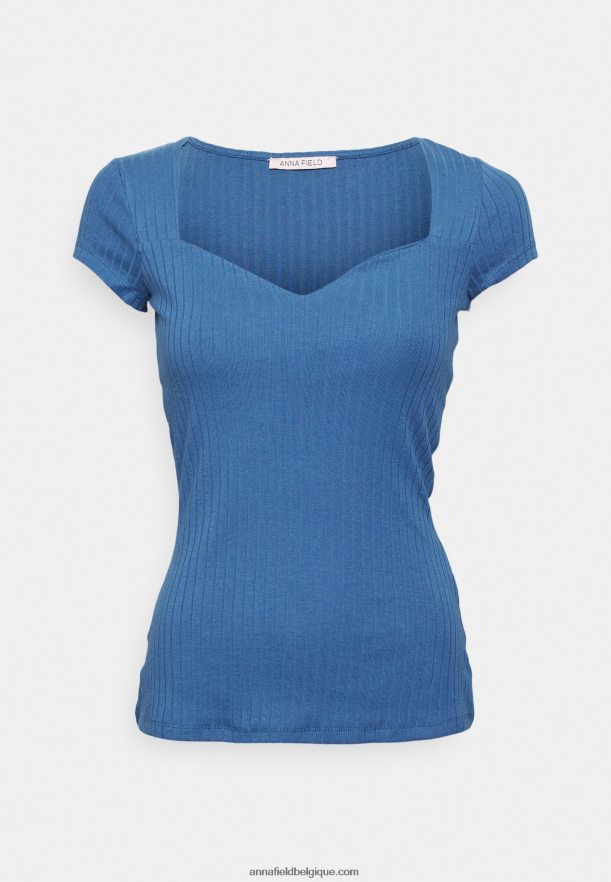 femmes t-shirt imprimé bleu foncé Anna FieldNHH26B275