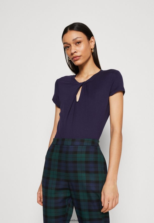 femmes t-shirt imprimé bleu foncé Anna FieldNHH26B355