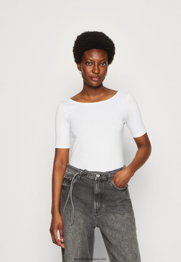 femmes t-shirt imprimé jaune foncé/blanc Anna FieldNHH26B295