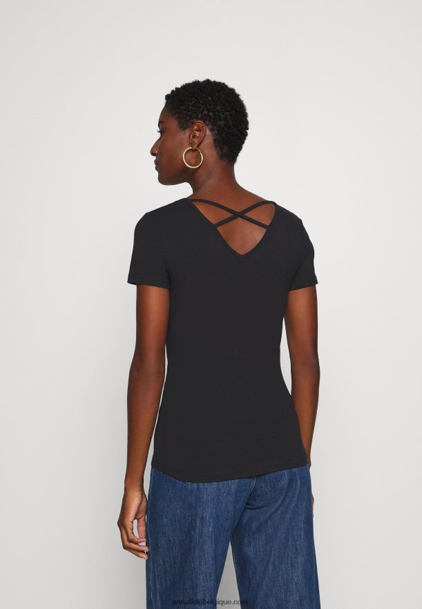 femmes t-shirt imprimé noir Anna FieldNHH26B249