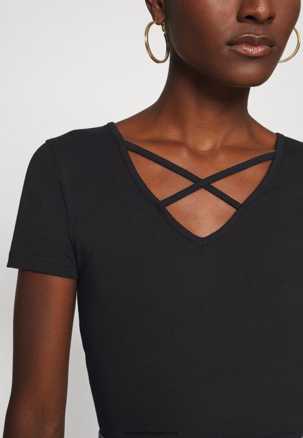 femmes t-shirt imprimé noir Anna FieldNHH26B249