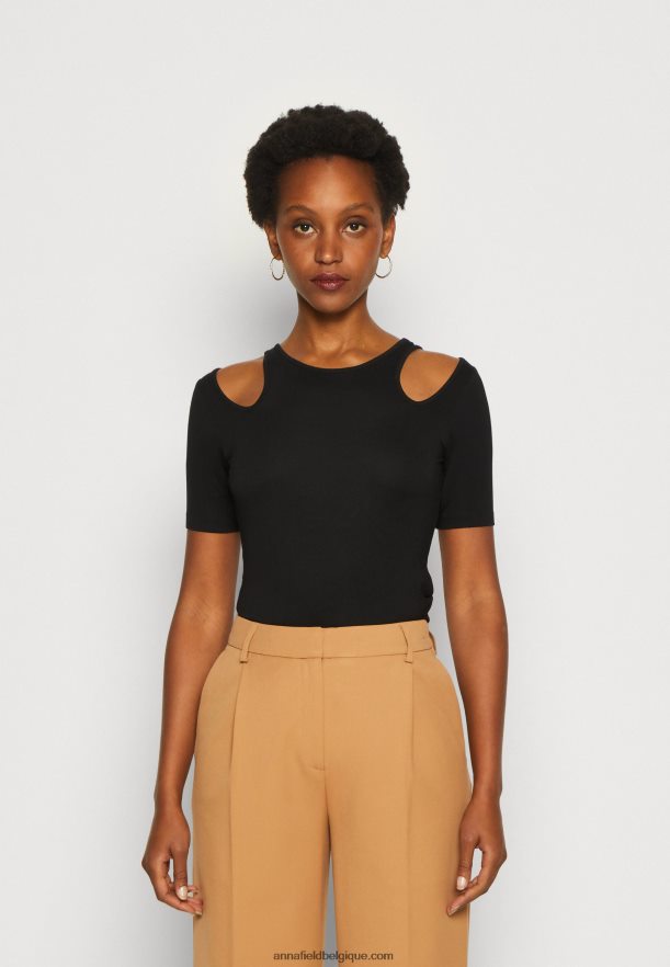 femmes t-shirt imprimé noir Anna FieldNHH26B307