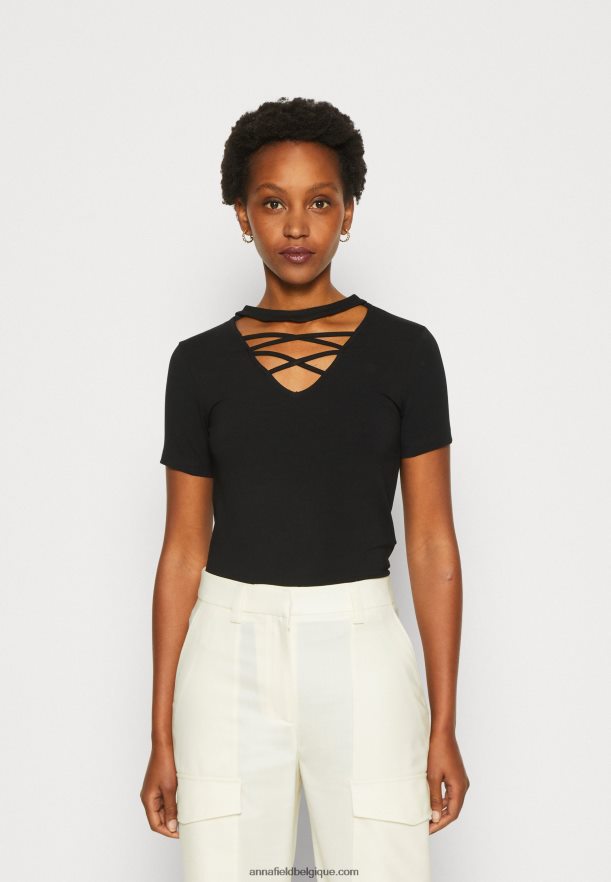 femmes t-shirt imprimé noir Anna FieldNHH26B325
