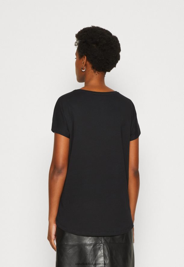 femmes t-shirt imprimé noir Anna FieldNHH26B332