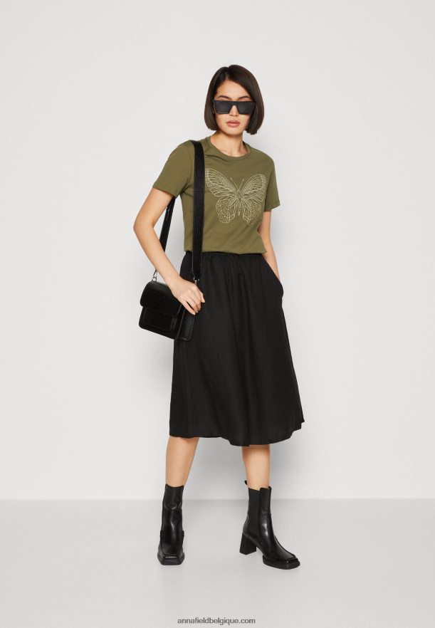 femmes t-shirt imprimé vert Anna FieldNHH26B349