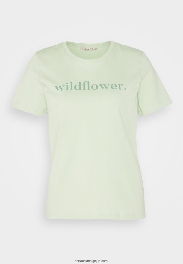 femmes t-shirt imprimé vert Anna FieldNHH26B373