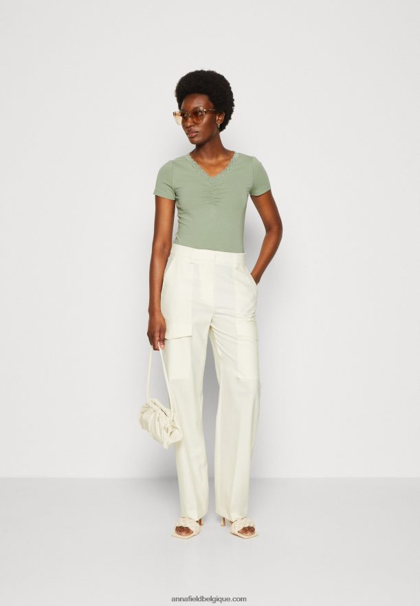 femmes t-shirt imprimé vert clair Anna FieldNHH26B360