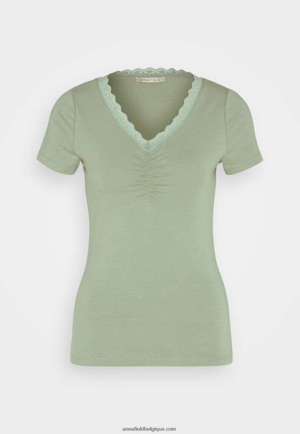 femmes t-shirt imprimé vert clair Anna FieldNHH26B360