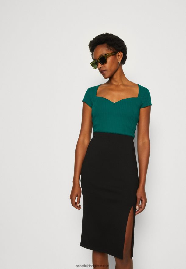 femmes t-shirt imprimé vert foncé Anna FieldNHH26B240