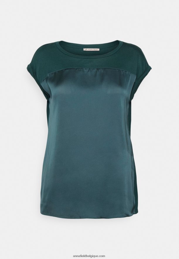femmes t-shirt imprimé vert foncé Anna FieldNHH26B241