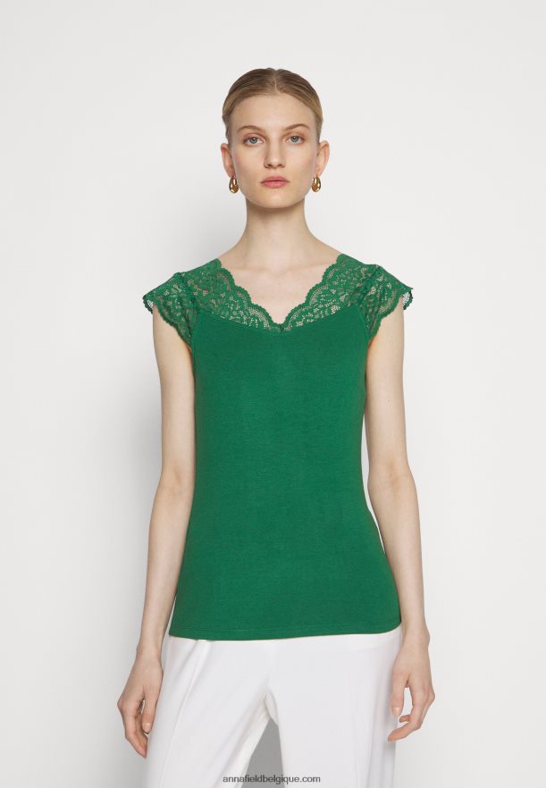 femmes t-shirt imprimé vert foncé Anna FieldNHH26B302