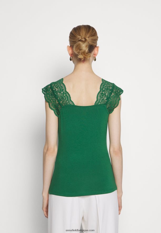 femmes t-shirt imprimé vert foncé Anna FieldNHH26B302