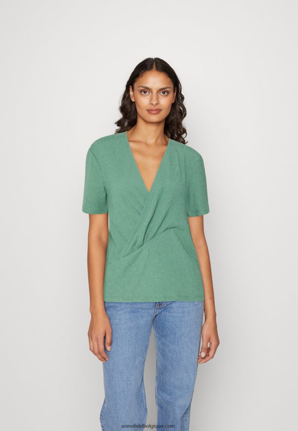 femmes t-shirt imprimé vert foncé Anna FieldNHH26B359