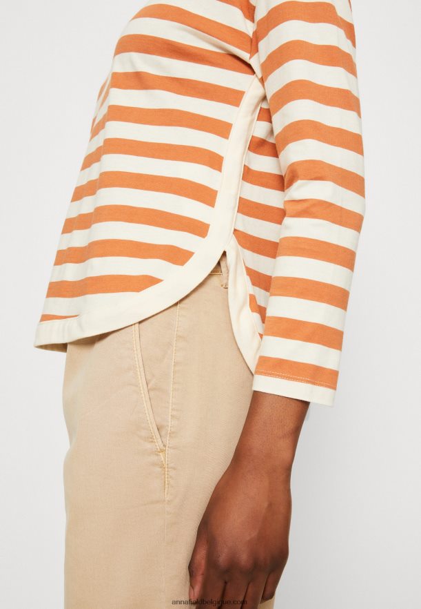 femmes top manches longues blanc/abricot Anna FieldNHH26B558