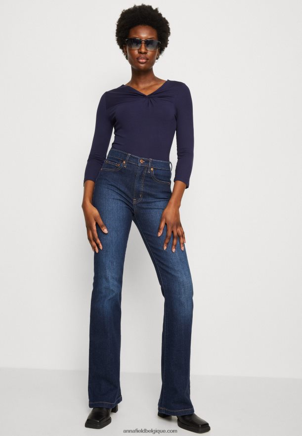 femmes top manches longues bleu foncé Anna FieldNHH26B574