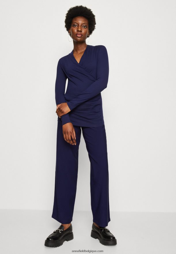 femmes top manches longues bleu foncé Anna FieldNHH26B577