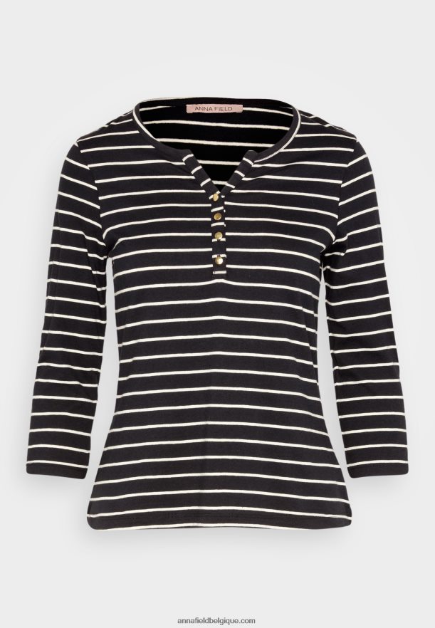 femmes top manches longues noir blanc Anna FieldNHH26B531