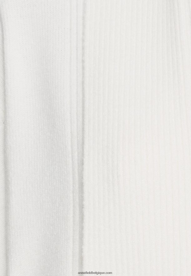 femmes cardigan côtelé col rabattu écru Anna FieldNHH26B827