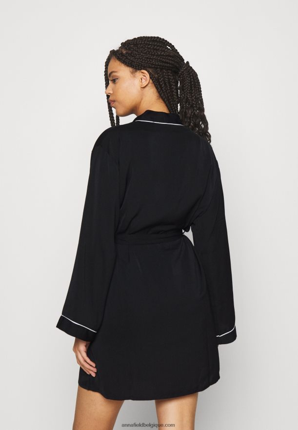 femmes amanda satin robe de chambre robe de chambre noir Anna FieldNHH26B1088