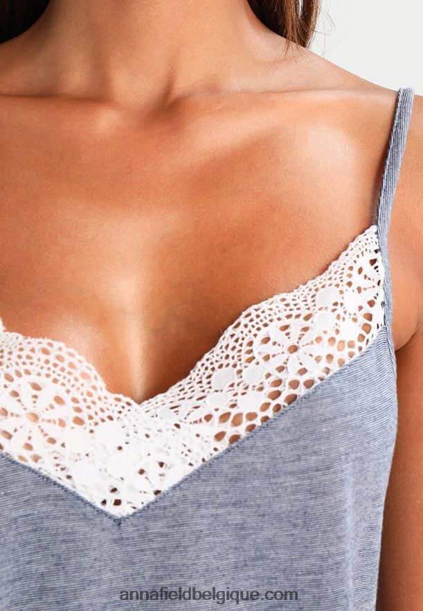 femmes ensemble pyjama blanc cassé/bleu foncé Anna FieldNHH26B1060