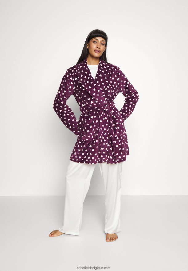 femmes robe de chambre rouge foncé/beige Anna FieldNHH26B1091