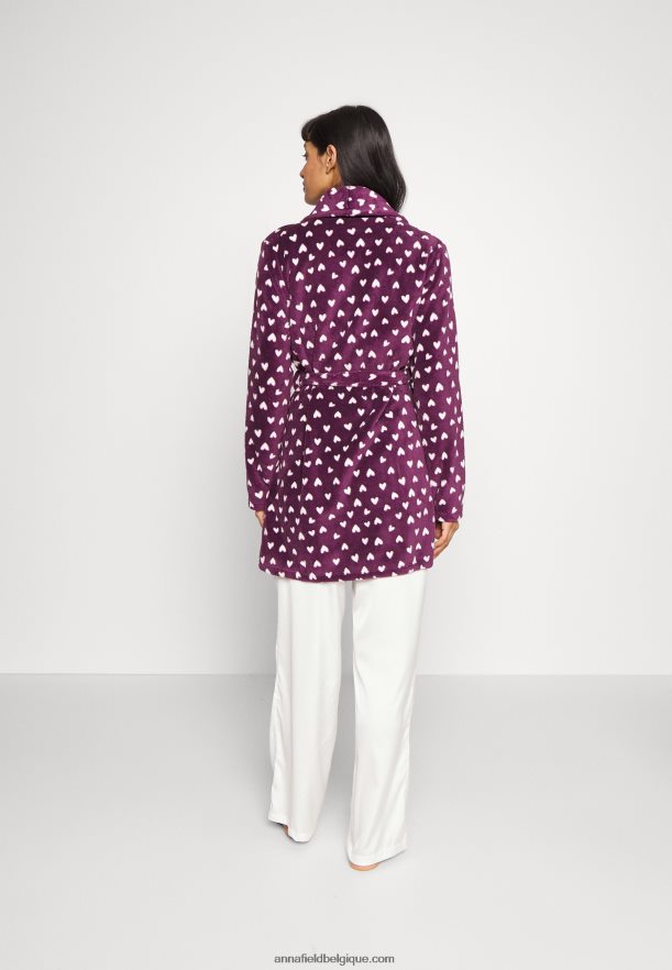 femmes robe de chambre rouge foncé/beige Anna FieldNHH26B1091