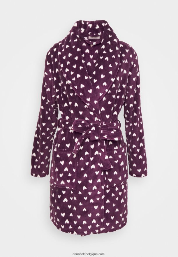 femmes robe de chambre rouge foncé/beige Anna FieldNHH26B1091